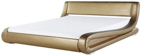 Kožená posteľ zlatá 160 x 200 cm AVIGNON Beliani