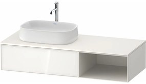 DURAVIT Zencha závesná skrinka pod umývadlo na dosku (umývadlo vľavo), 1 zásuvka + 1 otvorená priehradka, 1300 x 550 x 281 mm, biela/biela super matná, ZE4818064840000