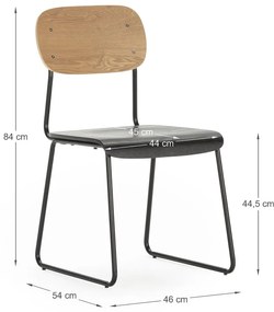 Jedálenská stolička v dekore jaseňa v čierno-prírodnej farbe v súprave 2 ks Aira – Marckeric