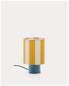 Žltá/modrá stolová lampa s textilným tienidlom (výška 25 cm) Ciral – Kave Home