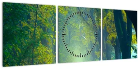 Obraz cesty lemovanej stromami (s hodinami) (90x30 cm)