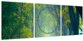 Obraz cesty lemovanej stromami (s hodinami) (90x30 cm)