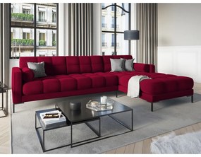 Červená zamatová rohová pohovka Cosmopolitan Design Bali, pravý roh