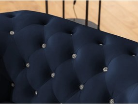 Modrá zamatová rozkladacia rohová pohovka (pravý roh/do L) York Blik – Ropez