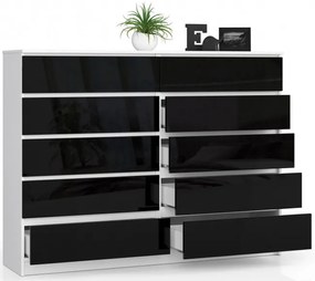 Komoda K160 10SZ CLP čierna, lesk