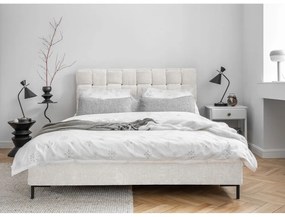 Krémovobiela čalúnená dvojlôžková posteľ s roštom 180x200 cm Eve – Miuform