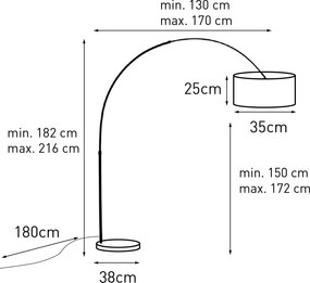 Obojková lampa z ocele s tienidlom 35/35/20 modrá nastaviteľná - XXL