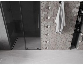Mexen Velar L, posuvné sprchové dvere do otvoru 110 cm, 8mm šedé sklo, brúsený grafit, 871-110-003-41-95