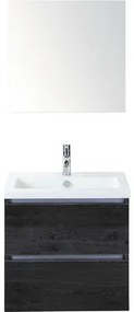 Kúpeľňový nábytkový set Sanox Vogue farba čela black oak ŠxVxH 61 x 170 x 41 cms keramickým umývadlom a zrkadlom