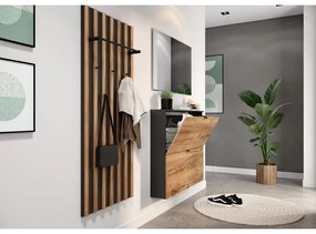 Výklopná závesná skrinka na topánky v dekore duba v antracitovo-prírodnej farbe 100x85x19 cm Renell – Germania