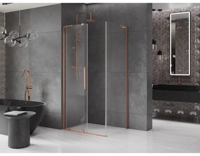 Mexen Velar L, sprchový kút s posuvnými dverami 120 x 85 cm, 8mm číre sklo, medená matná, 871-120-085-03-65