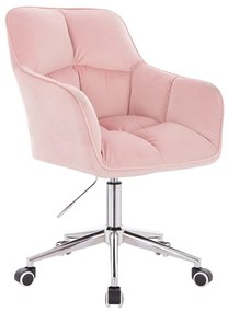 LuxuryForm DESIGN Kreslo AMALFI VELUR na striebornej podstave s kolieskami - ružové