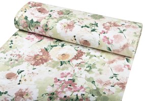 Biante Dekoračný obdĺžnikový obrus PM-018 Maľované kvety na zelenom 50x100 cm