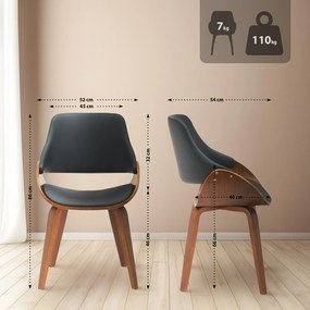 Sada 2 ks jedálenskej stoličky Vangale - orech/čierna