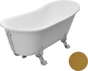Besco Akrylátová voľne stojaca vaňa Olaya Glam Z 160x68 s prepadom BESCO-Typ výpuste: Click-Clack s prepadom, chróm, BESCO-Nôžky: Biela