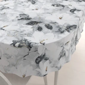 Biante Zamatový oválny obrus Tamara TMR-006 Designové kvety na sivom 100x140 cm