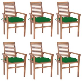 Jedálenské stoličky 6 ks zelené sedáky tíkový masív