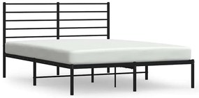 Kovový rám postele s čelom čierny 150x200 cm