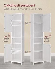 Vysoká koupelnová skříňka s LED osvětlením Vasagle Asmi 40 cm bílá