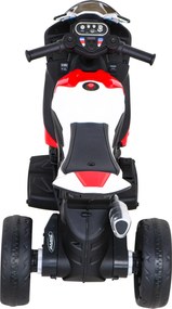 Ramiz BMW HP4 detský motocykel na batérie červený + 3 kolieska + LED + MP3 USB + ekokoža