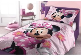 Obliečky bavlnené Minnie a kvety 140x200+70x90 cm FARO