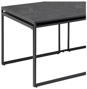 Matne čierne konferenčné stolíky v súprave 3 ks s doskou v dekore mramoru 60x120 cm Infinity – Actona