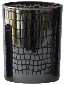 Čierny lesklý sklenený svietnik Mosa s mozaikou - 10 * 10 * 12,5cm