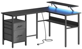 Písací stôl s podsvietením SOLEA-X hnedá/čierna