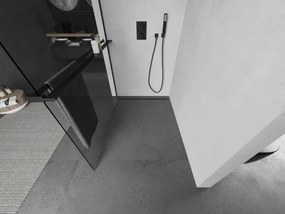 Mexen Kioto+ L, sprchová zástena Walk-In s poličkou a vešiakom 75 x 200 cm, 8mm číre sklo, čierny profil, 800-075-123-70-00