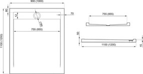 Polimat Obdĺžniková akrylátová sprchová vanička West New 110x90 (120x100) B POLIMAT-Farba: Čierna, POLIMAT-Rozmery: 120x100