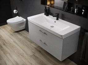 Cersanit Lara Mille, set B348 závesná umývadlová skrinka 80cm + keramické umývadlo, biela lesklá, S801-338-DSM