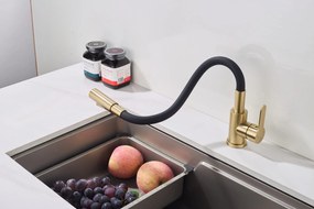 Gamma Flex 4000, stojanková drezová batéria s flexibilným ramenom, 2-funkčný výtok, čierna-zlatá matná, GMA-BFX-4000BGD