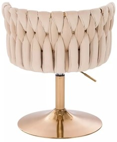 LuxuryForm DESIGN Stolička LYON VELUR na zlatom tanieri - krémová