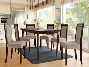 Rozkladací stôl so 6 stoličkami AL21, Morenie: orech, Poťahové látky: 25x - Paros 2 Mirjan24 5903211241406