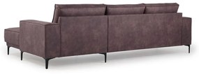 Tmavohnedá rohová pohovka z imitácie kože (pravý roh) Copenhagen – Scandic