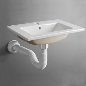 Zápustné keramické umyvadlo Nordis 61 cm lesklé bílé