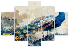 Obraz - Páv, maľba (150x105 cm)