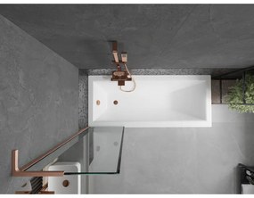 Mexen Next L, 1-krídlová vaňová zástena 50 x 150 cm, 6mm číre sklo-čierny vzor, medený profil, 895-050-000-03-70-65