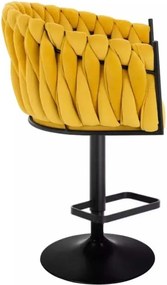 LuxuryForm DESIGN Barová stolička NORDEN VELUR na čiernom tanieri - žltá