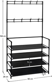 Vešiak so skrinkou na topánky TARAS, čierna