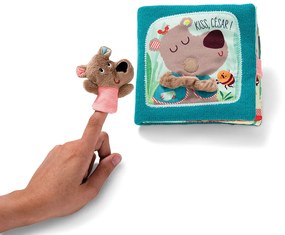 Lilliputiens - textilná knižka s prstovou bábkou - medvedík César