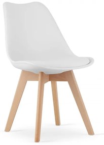 Set dvoch jedálenských stoličiek MARK - biele (hnedé nohy) 2ks