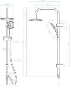 Kuchinox Ondo, sprchový stĺp s dažďovou hlavicou, chrómová, LAV-PG7_20KX