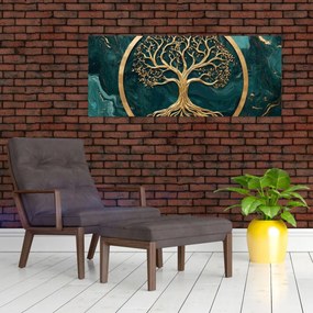 Obraz – Zlatý strom života v mramore (120x50 cm)