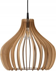 Závesný stropný lumper LED E27 nastaviteľný 0-100cm drevené tienidlo