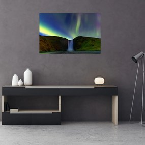 Obraz - Polárna žiara na Islande (90x60 cm)