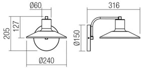 Redo 01-4053 - Nástenná lampa FRESNO 1xE27/42W/230V
