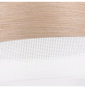 Závesné svietidlo Wood, 1x béžová dubová dýha/biele PVC tienidlo, (fi 44cm)