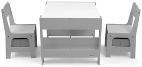 Detský stôl Sven sivý s dvomi stoličkami