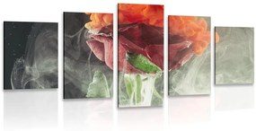 5-dielny obraz ruža s abstraktnými prvkami - 200x100